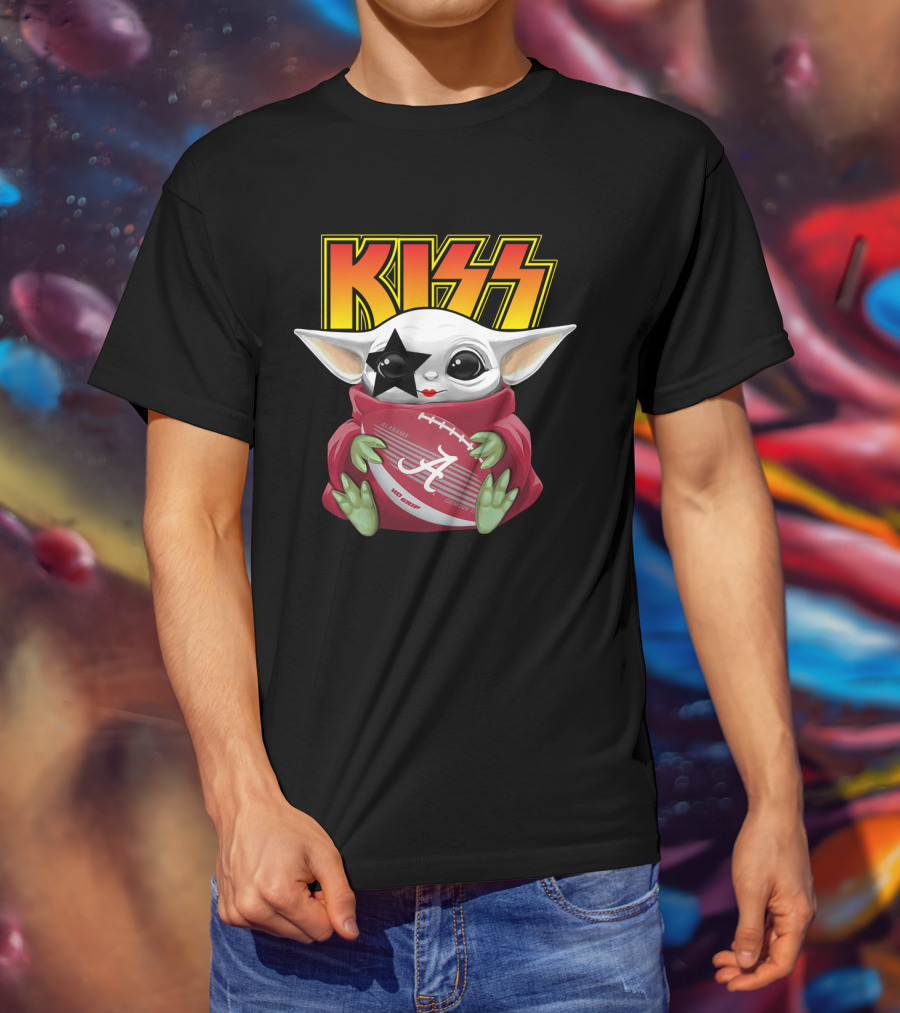 KISS Paul Stanley Baby Yoda Alabama Crimson Tide Football T-Shirt