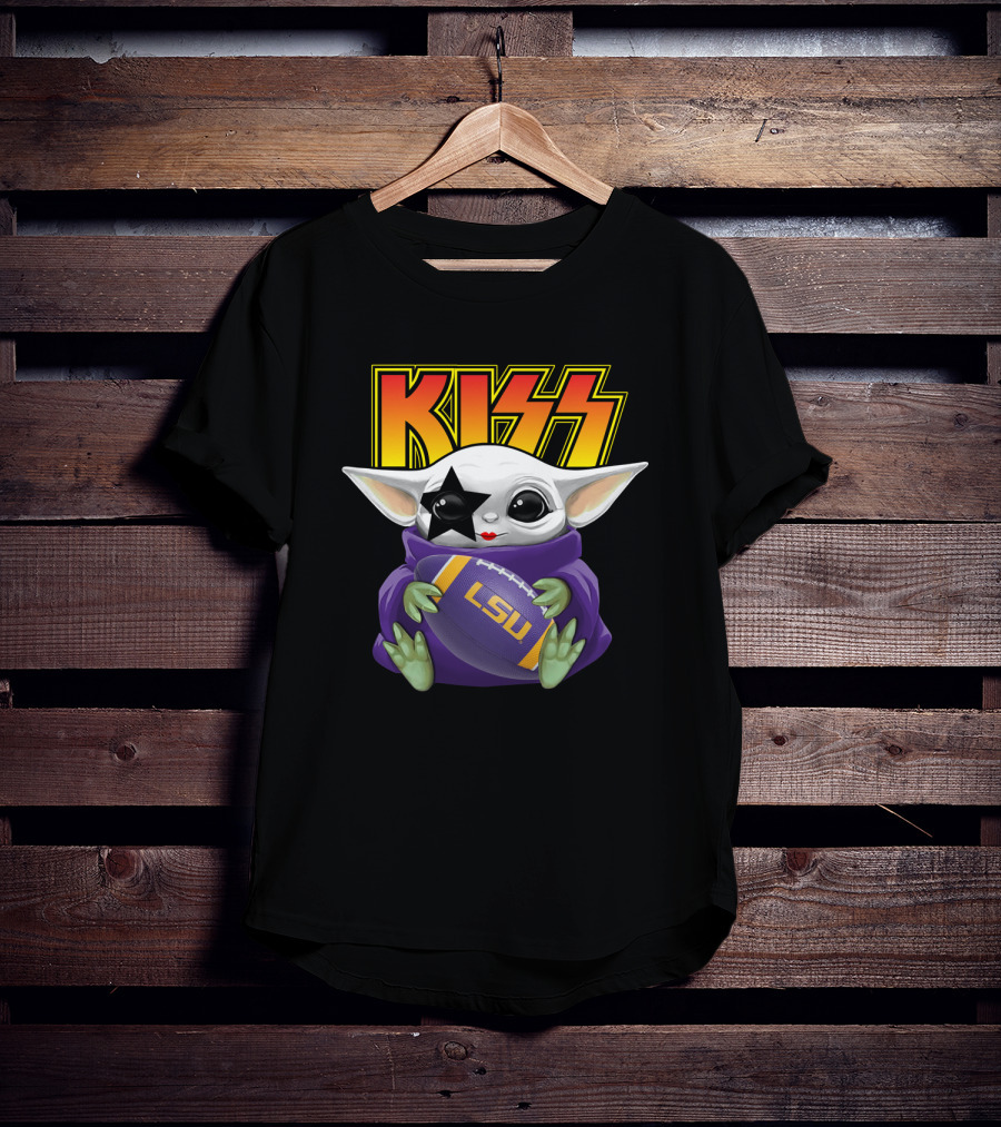 KISS Star Child Mascot Holding LSU Football T-Shirt
