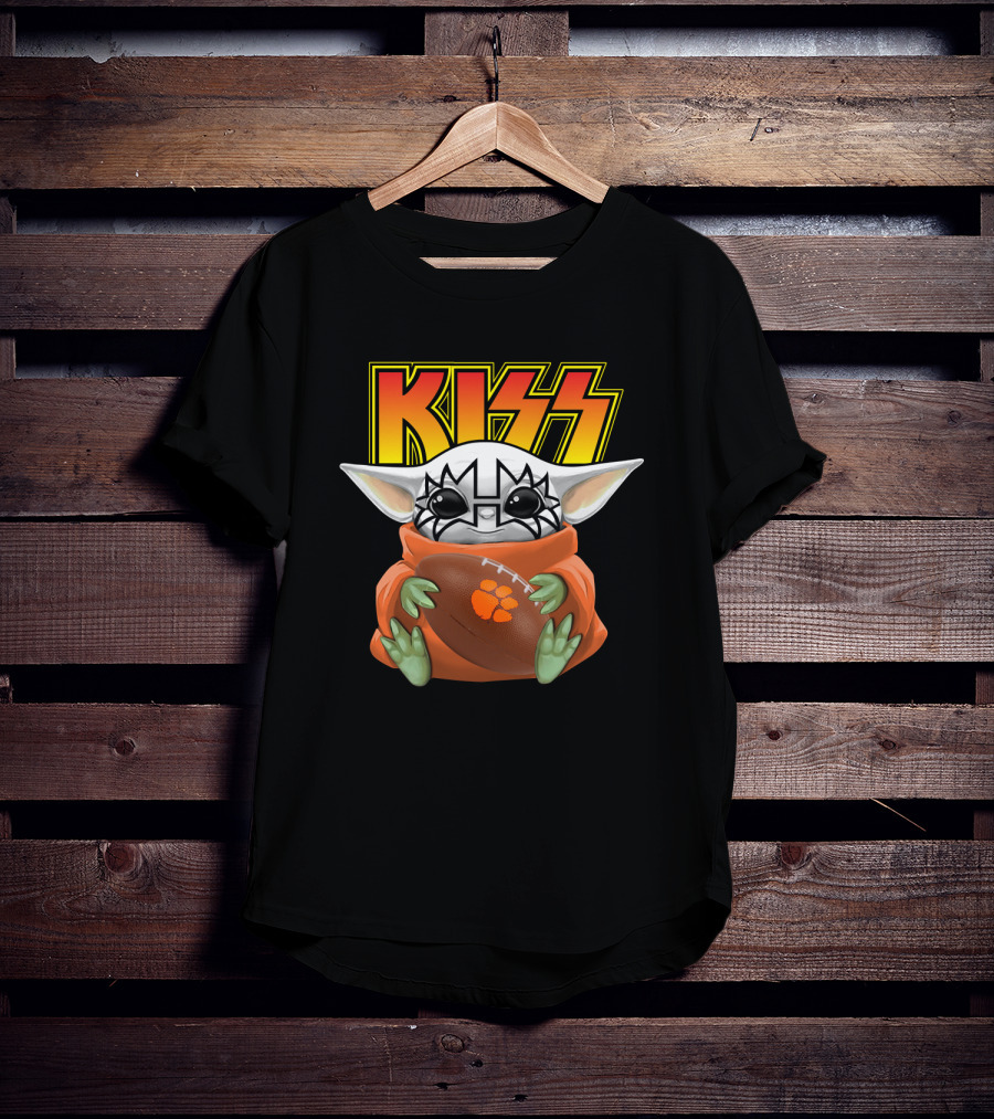 KISS Baby Yoda Clemson Tigers Football T-Shirt