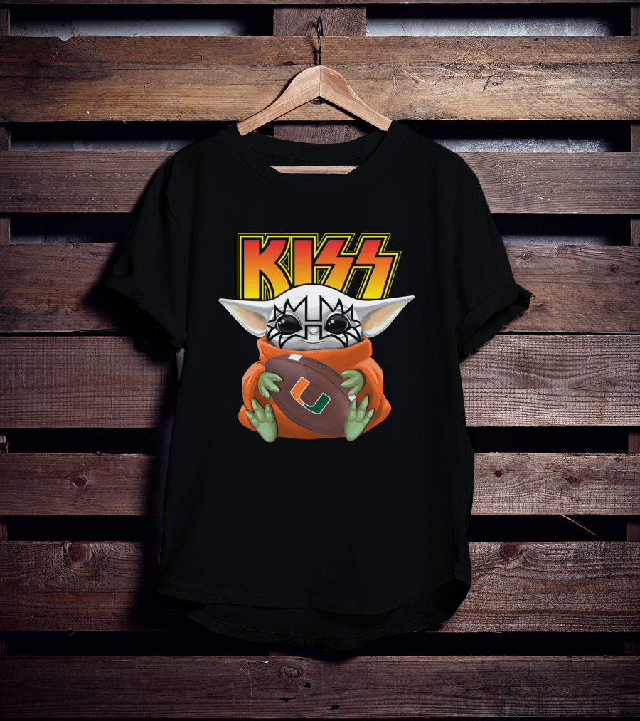 KISS Miami Hurricanes Tommy Thayer Football Baby Yoda T-Shirt