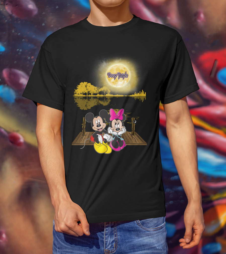 Deep Purple Moonlight Mickey And Minnie Reflection T-Shirt