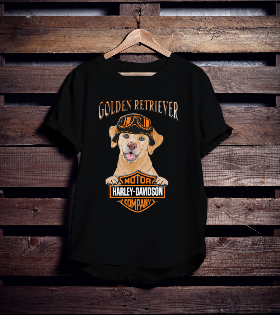 Golden Retriever Harley Davidson Motor Company T-Shirt