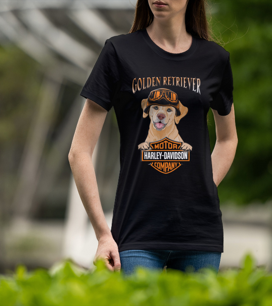Golden Retriever Harley Davidson Motor Company T-Shirt
