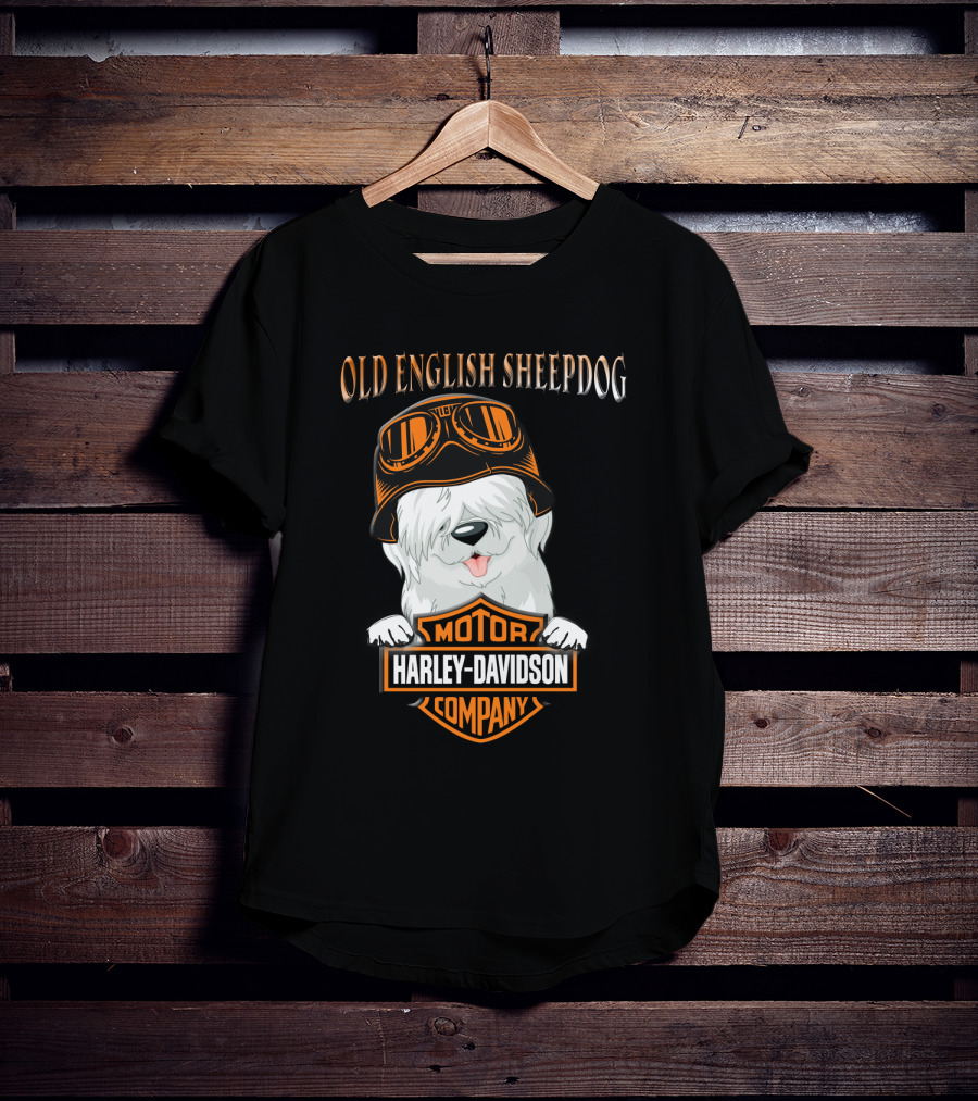 Old English Sheepdog Harley Davidson Motorcycle Company T-Shirt