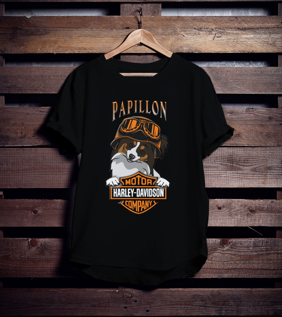 Papillon Harley Davidson Motor Company Dog Goggles T-Shirt