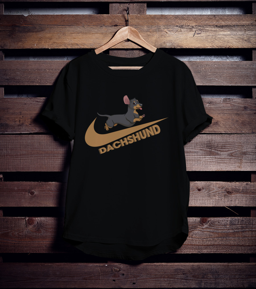 Dachshund Nike Jumping Dog Swoosh T-Shirt