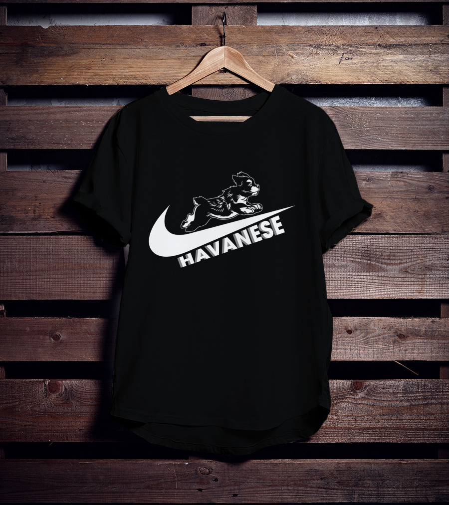 Havanese Nike Dog Jumping Swoosh T-Shirt