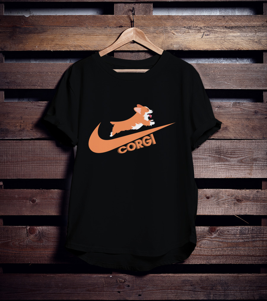 Corgi Jumping Nike Swoosh T-Shirt
