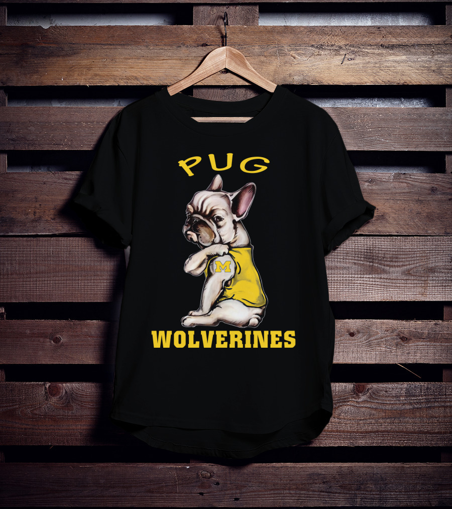 Pug Wolverines M Football Dog T-Shirt