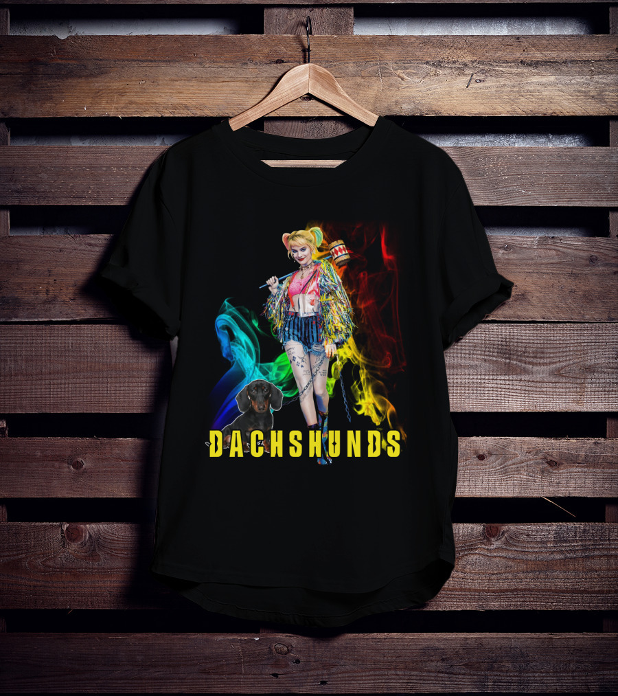 Dachshunds Harley Quinn Colorful Smoke Design Dh T-Shirt