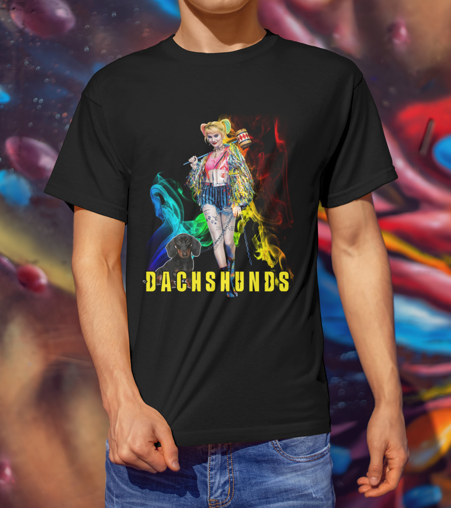 Dachshunds Harley Quinn Colorful Smoke Design Dh T-Shirt