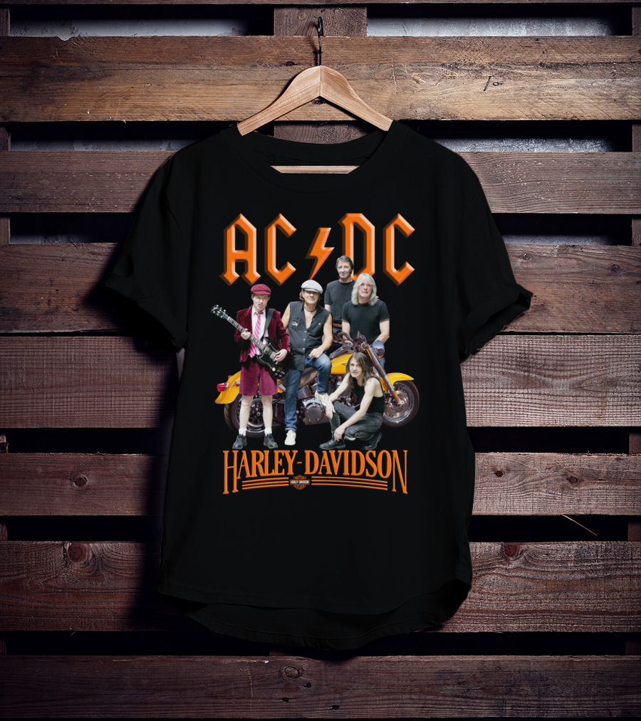 Acdc Harley Davidson Motorcycle Band Members T-Shirt