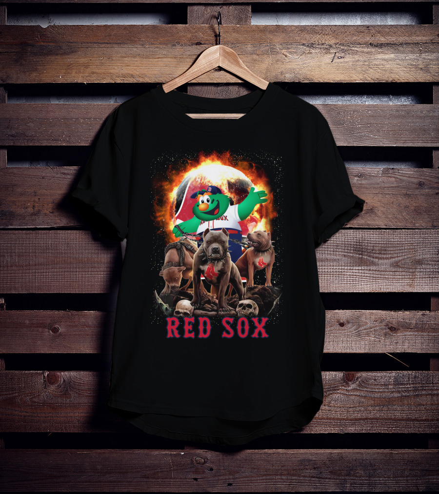 Boston Red Sox Wally Mascot With Fierce Bulldogs And Fiery T-Shirt