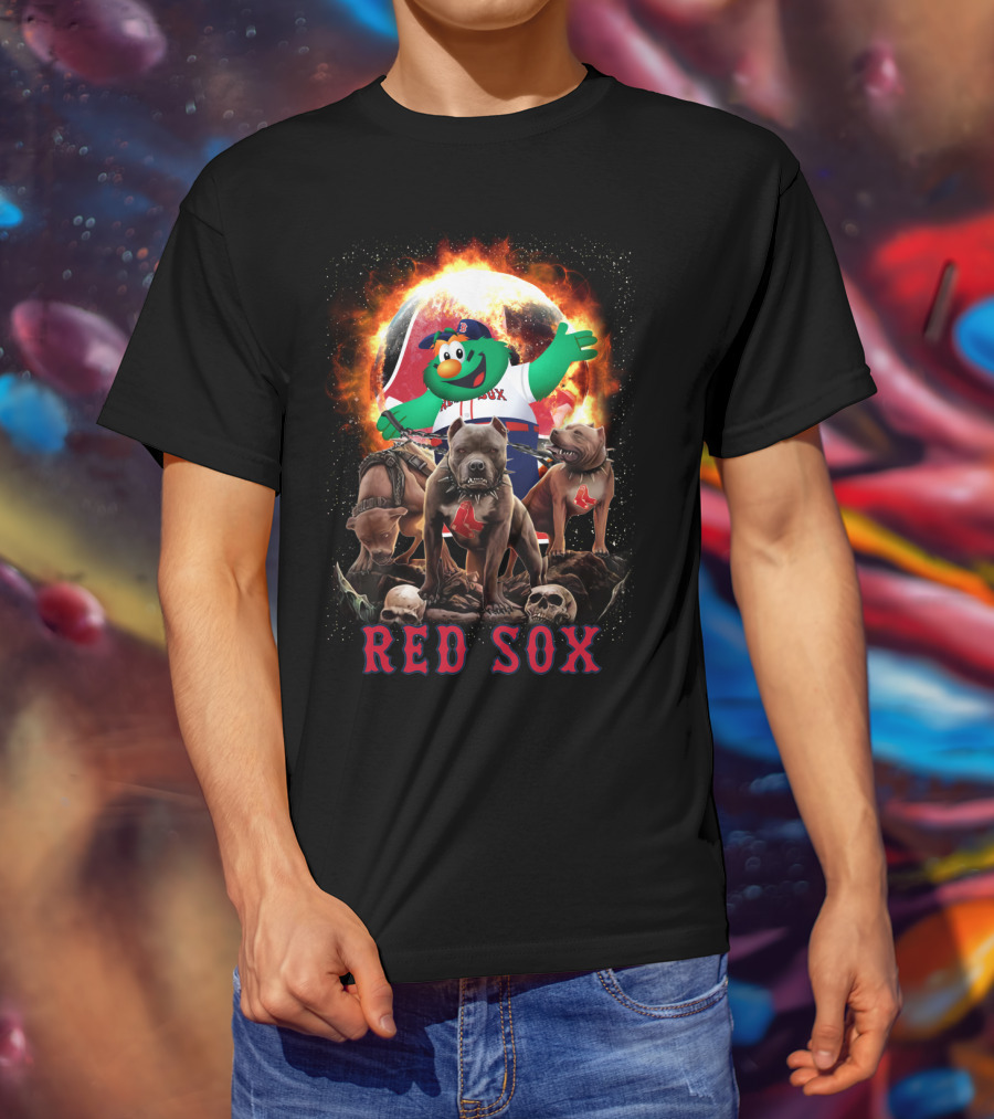 Boston Red Sox Wally Mascot With Fierce Bulldogs And Fiery T-Shirt