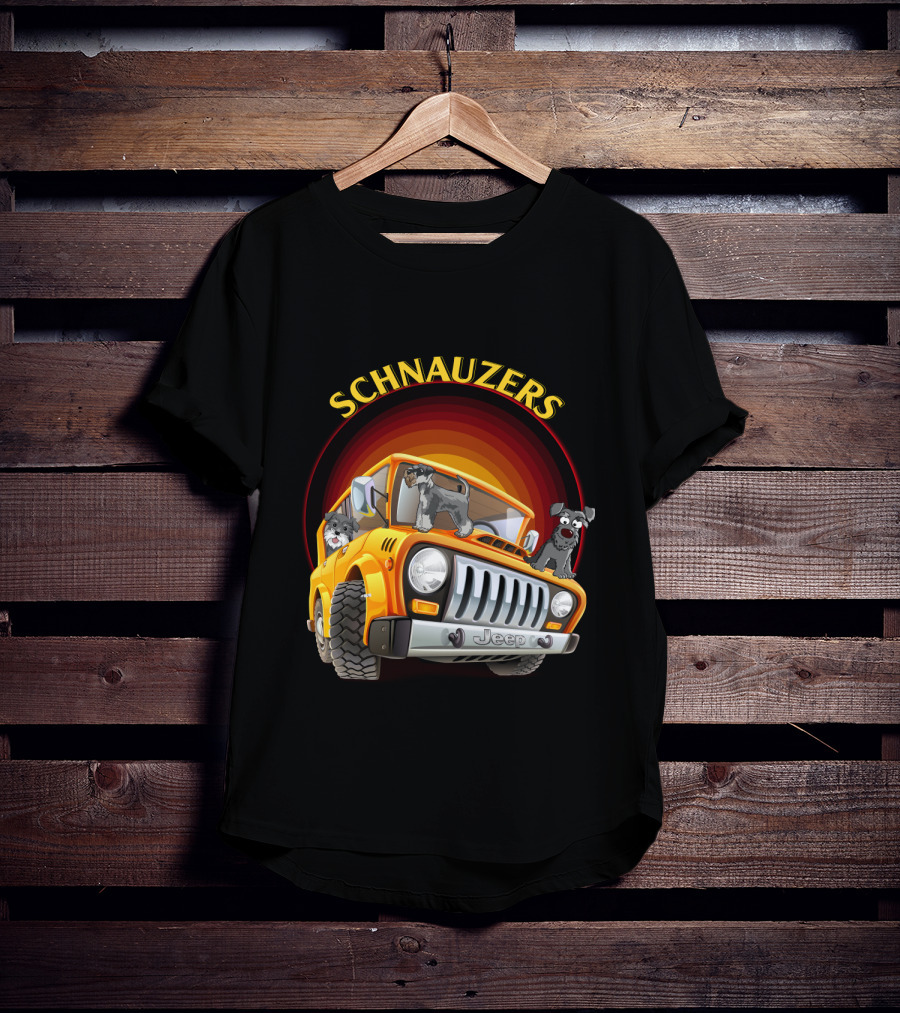 Schnauzers Jeep Adventure In Orange Cruiser T-Shirt