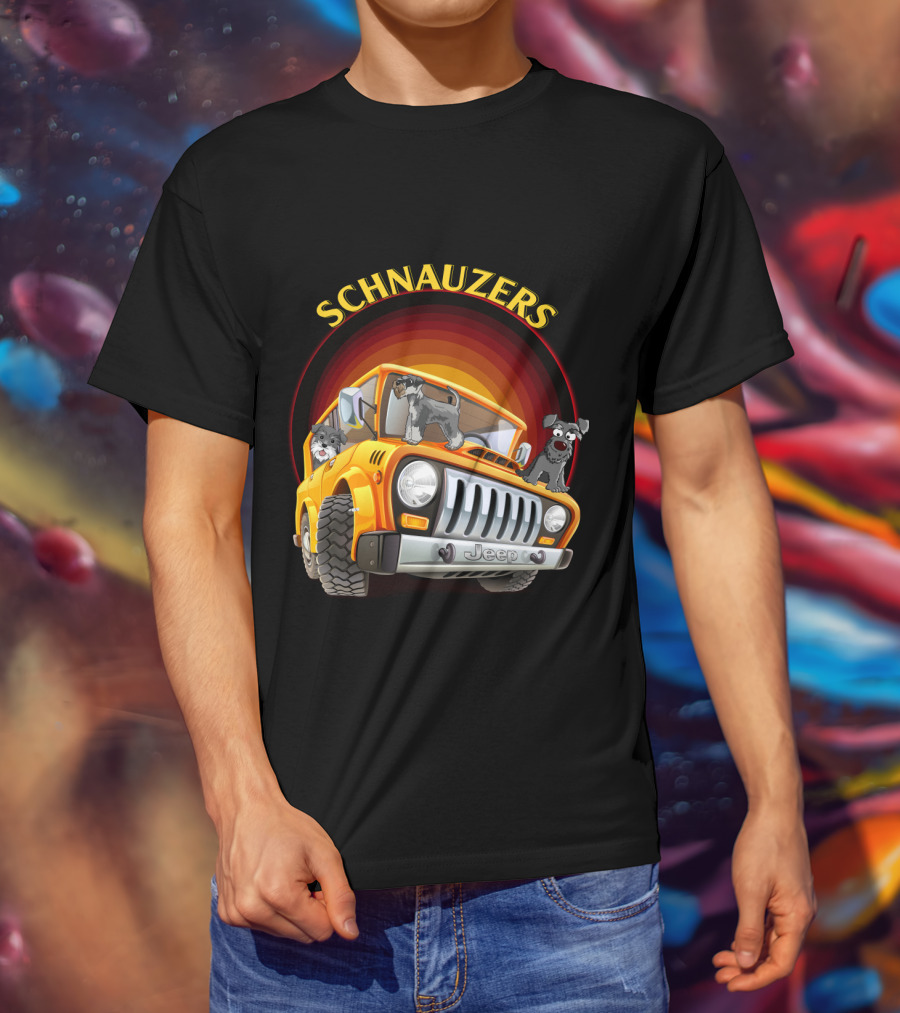 Schnauzers Jeep Adventure In Orange Cruiser T-Shirt
