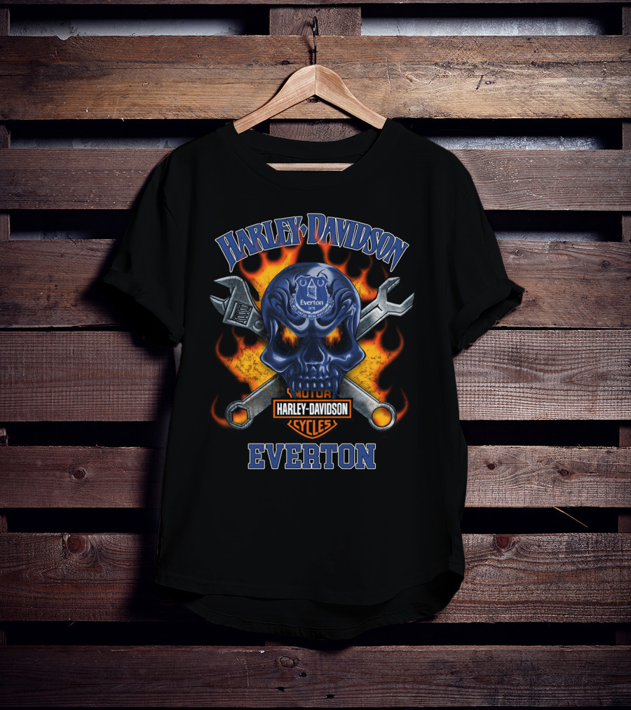 Harley Davidson Everton Skull With Tools And Flames T-Shirt