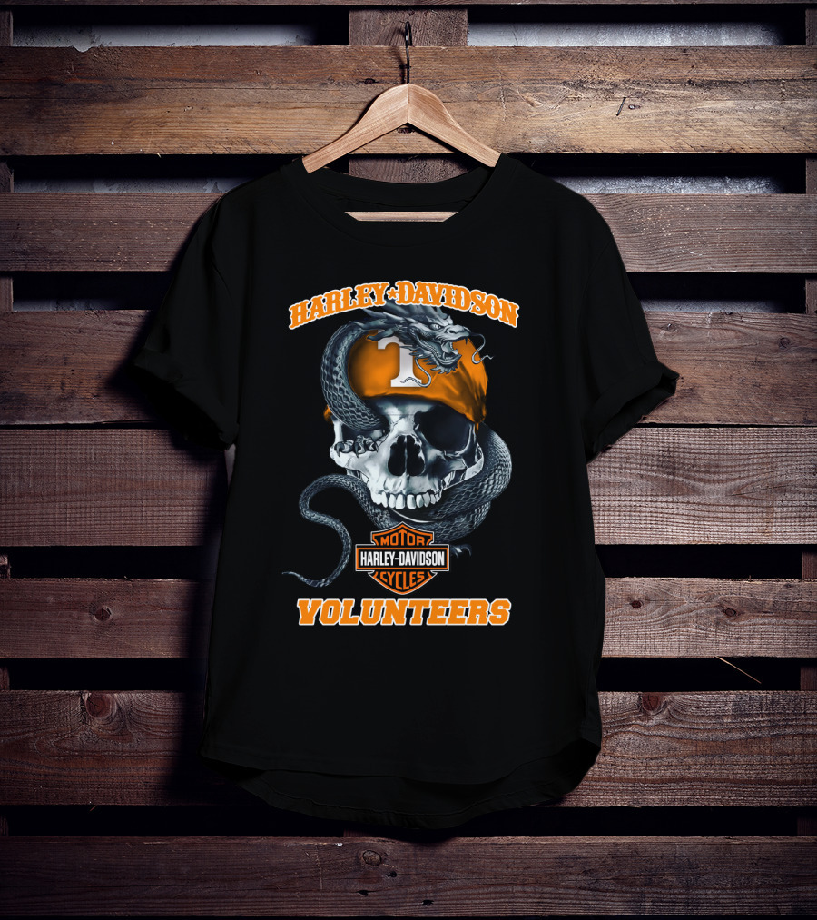 Harley Davidson Tennessee Volunteers Skull And Snake Motorcycles T-Shirt