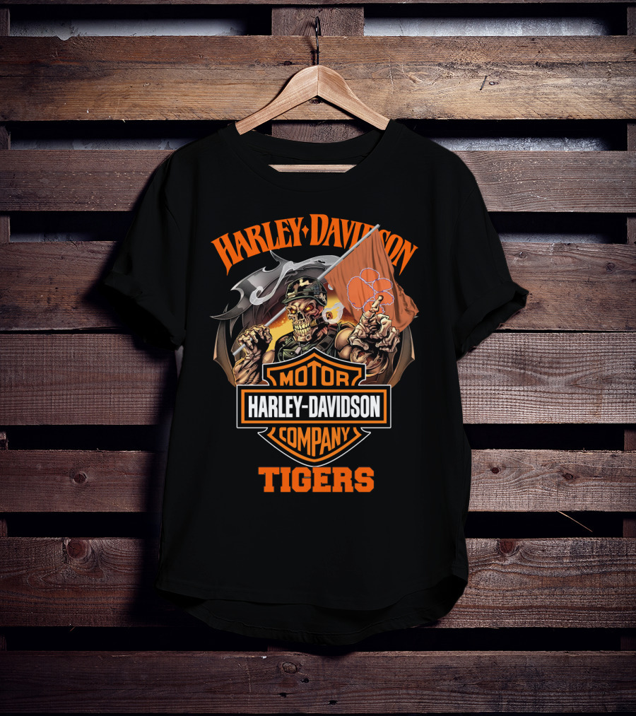 Harley Davidson Motor Company Clemson Tigers Skeleton T-Shirt