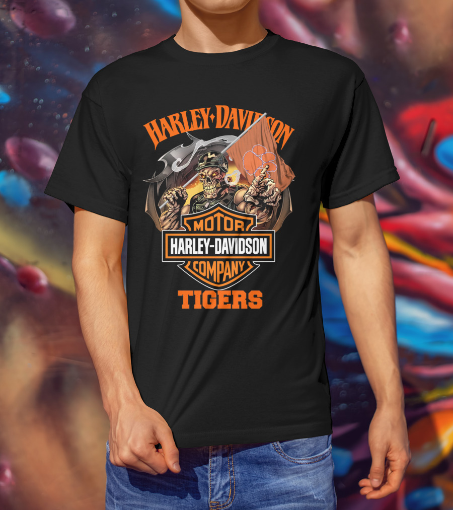 Harley Davidson Motor Company Clemson Tigers Skeleton T-Shirt