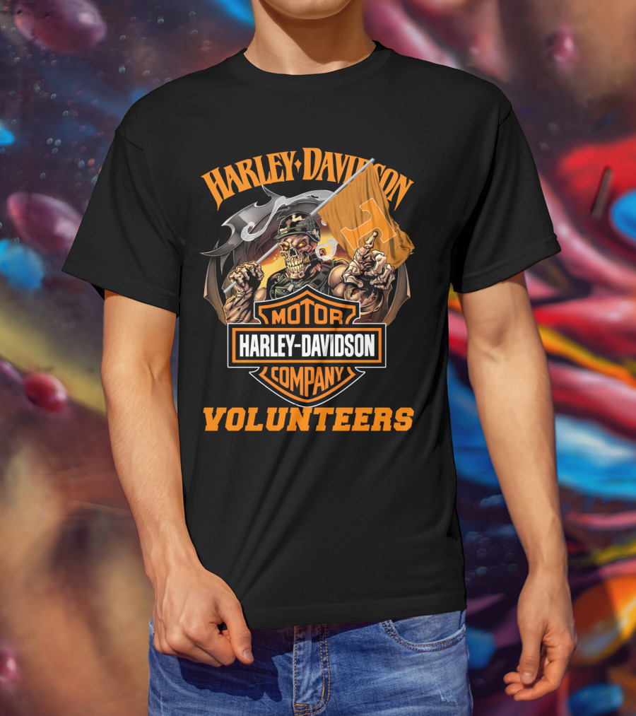 Harley Davidson Motor Company Tennessee Volunteers Skeleton T-Shirt