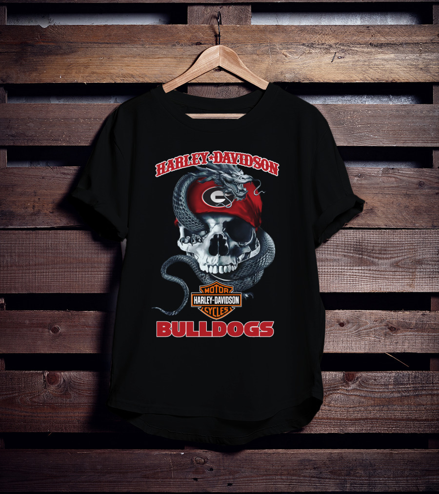Harley Davidson Georgia Bulldogs Skull And Snake T-Shirt