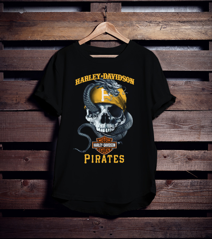 Harley Davidson Pirates Pittsburgh Skull And Snake T-Shirt