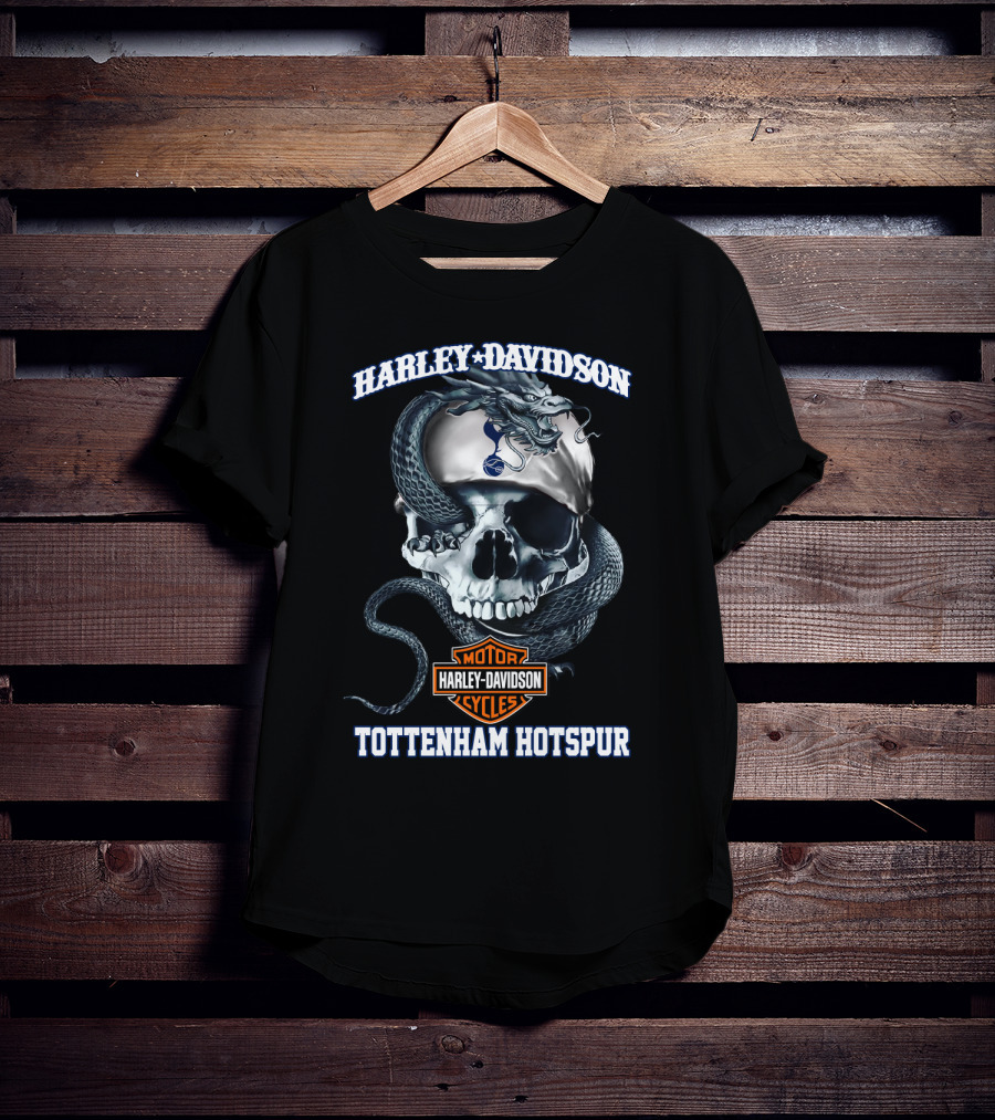 Harley Davidson Motor Cycles Skull Tottenham Hotspur T-Shirt