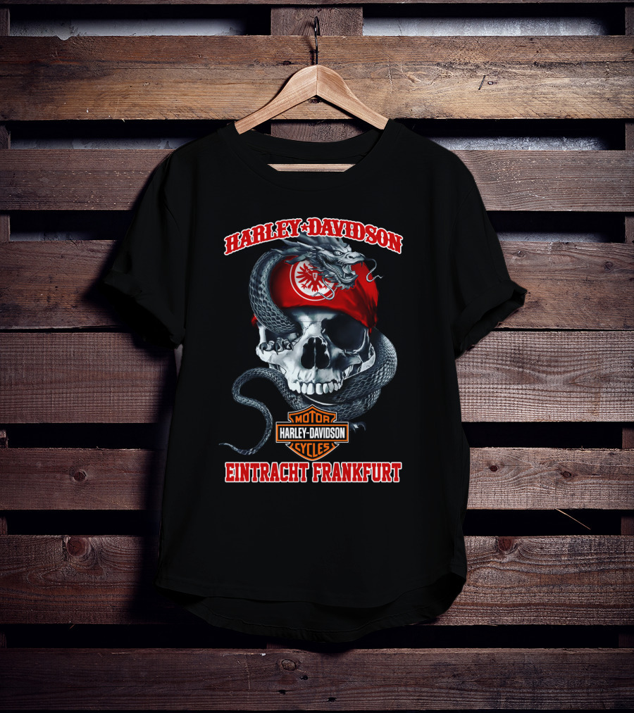 Harley Davidson Eintracht Frankfurt Skull Dragon Motor Cycles T-Shirt