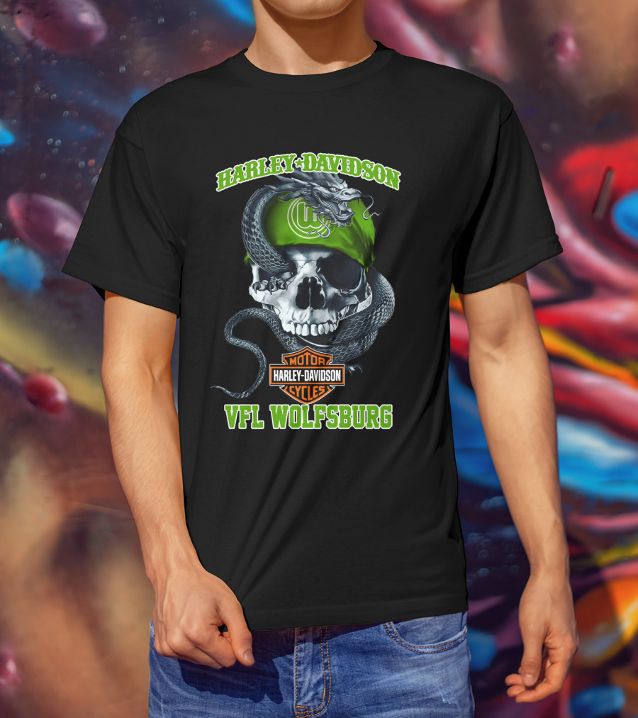 Harley Davidson Vfl Wolfsburg Skull And Snake T-Shirt
