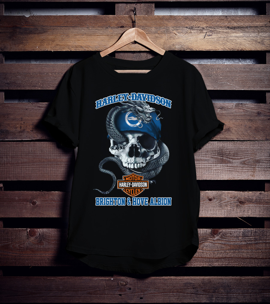 Harley Davidson Motorcycles Brighton & Hove Albion Skull Snake T-Shirt