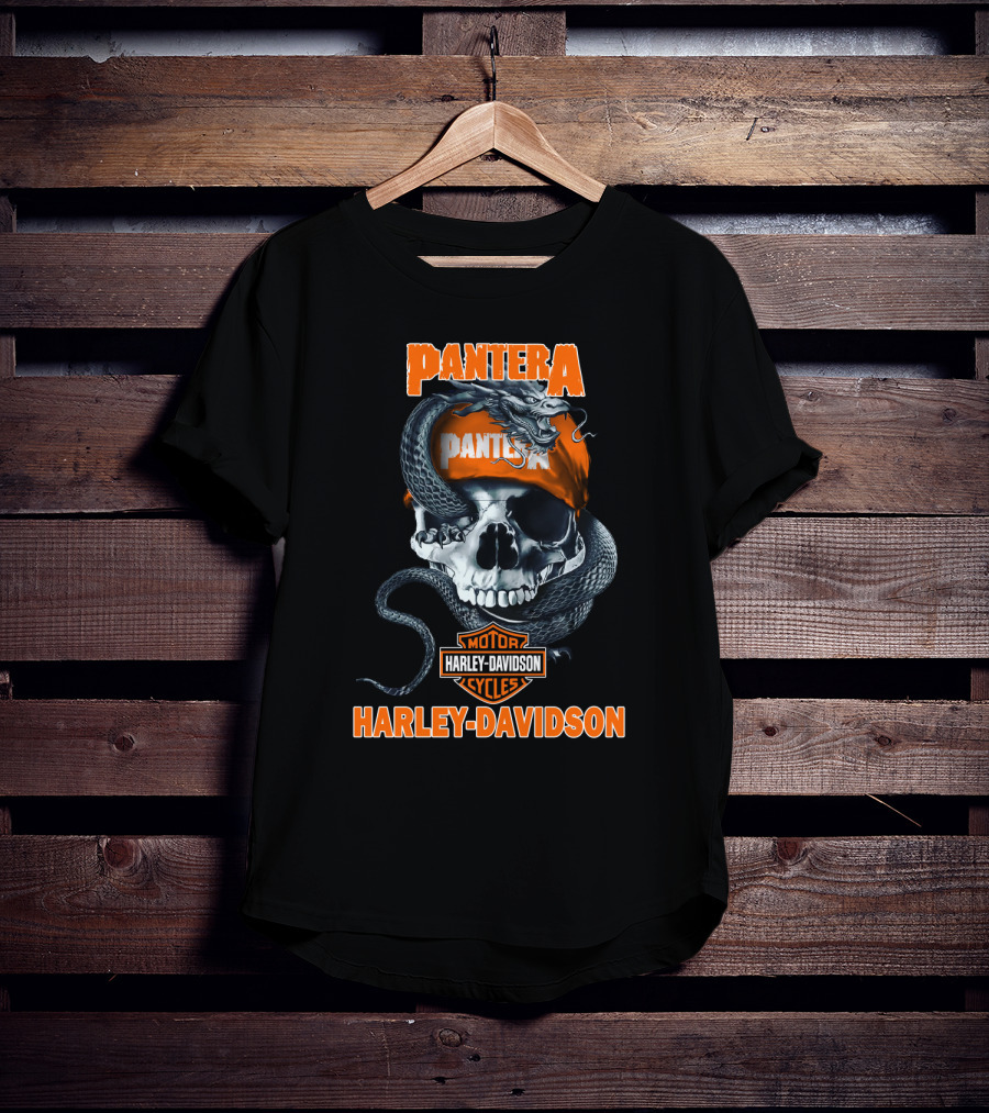 Pantera Harley Davidson Motorcycles Skull And Snake T-Shirt