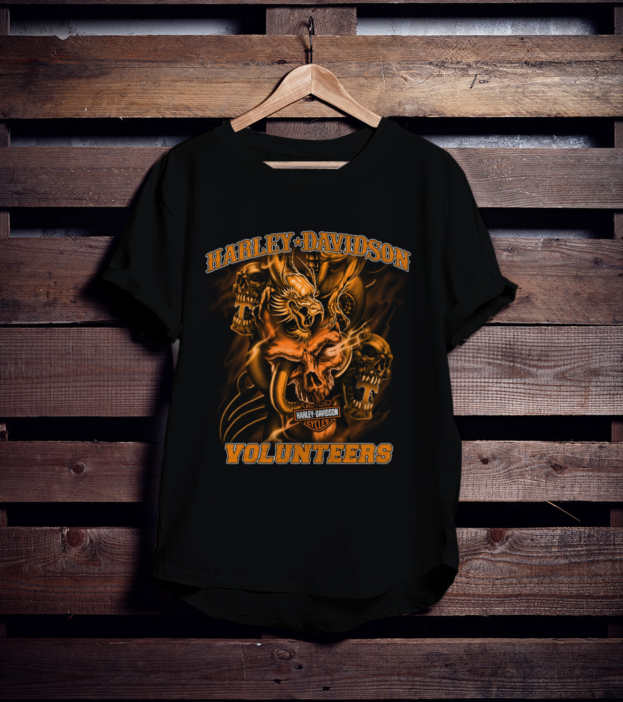 Harley Davidson Cycles Tennessee Volunteers Skulls And Phoenix T-Shirt