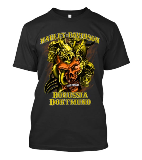 Harley Davidson Borussia Dortmund Cycles Bvb Skulls And Eagle T-Shirt