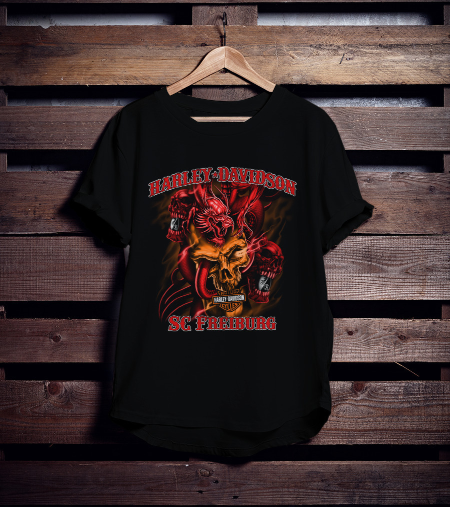 Harley Davidson Sc Freiburg Skull And Dragons T-Shirt