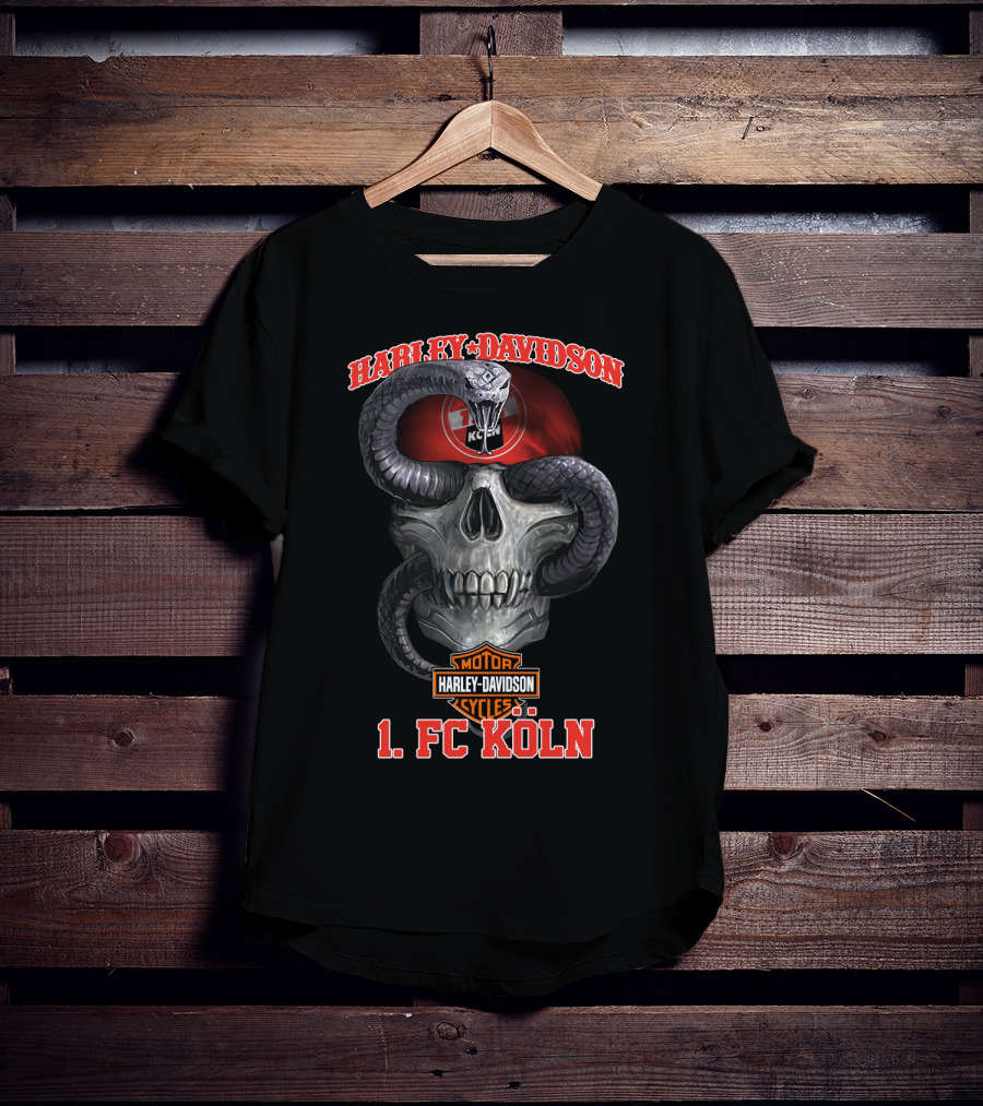 Harley Davidson Motor Cycles 1. Fc Köln Skull Serpent T-Shirt