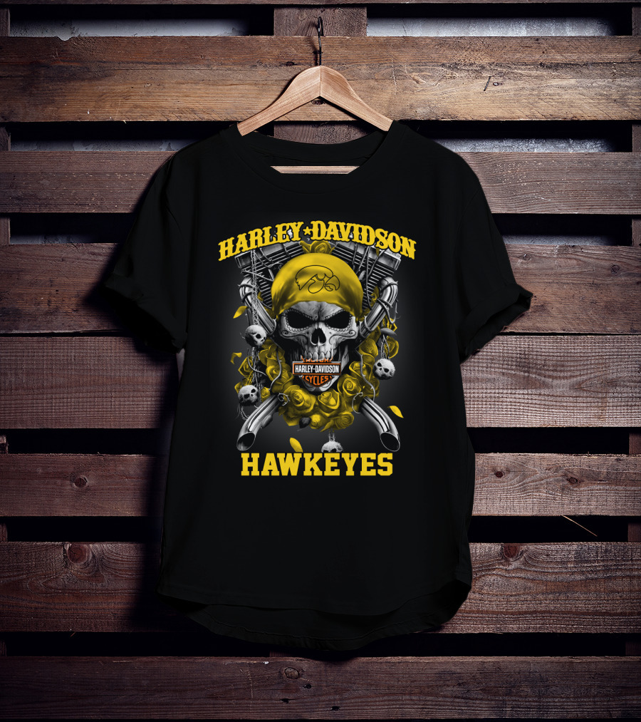 Harley Davidson Hawkeyes Skull Motorcycle Cycles T-Shirt
