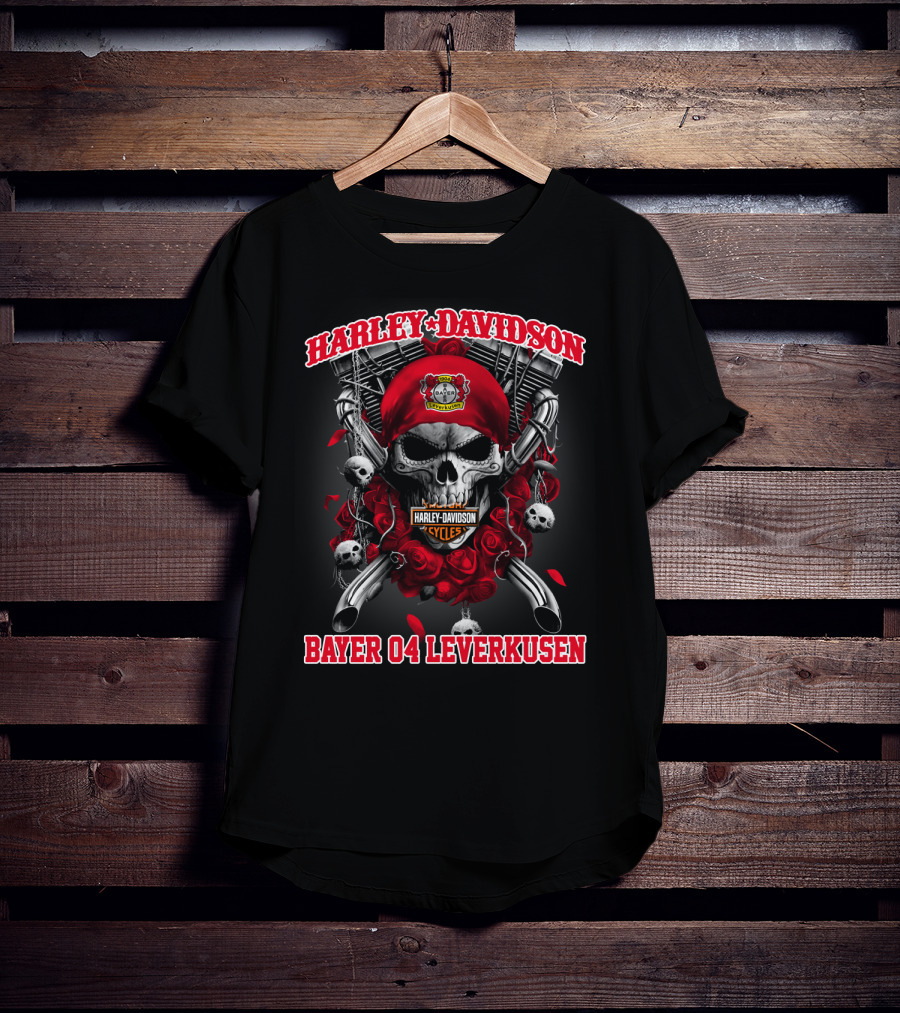 Harley Davidson Cycles Skull Bayer 04 Leverkusen T-Shirt