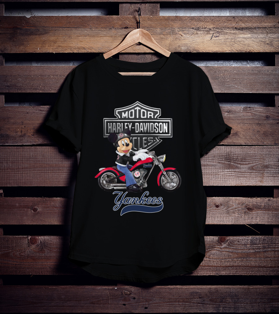 Harley Davidson Motorcycles Mickey Mouse New York Yankees Mlb T-Shirt