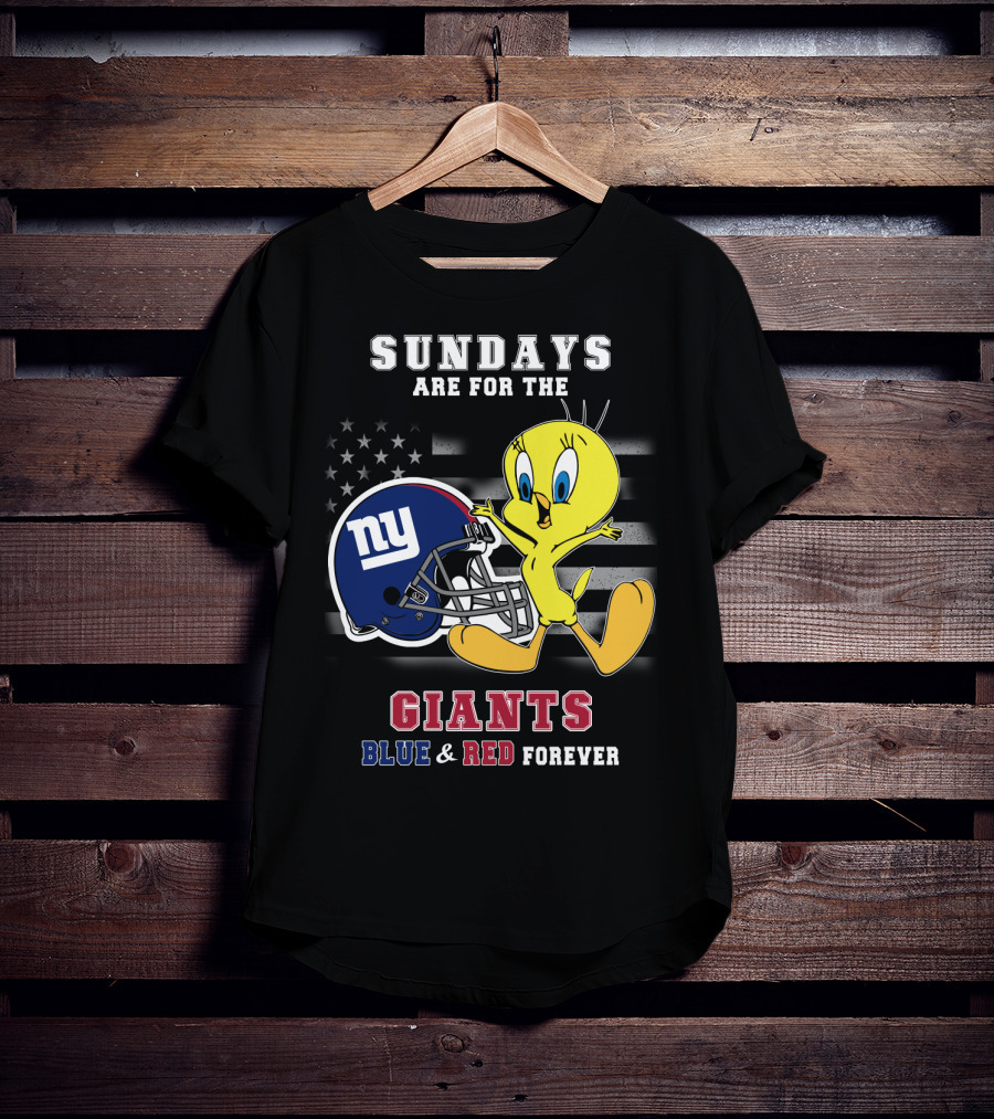 Sundays Are For The Giants Blue And Red Forever Tweety Football Helmet T-Shirt