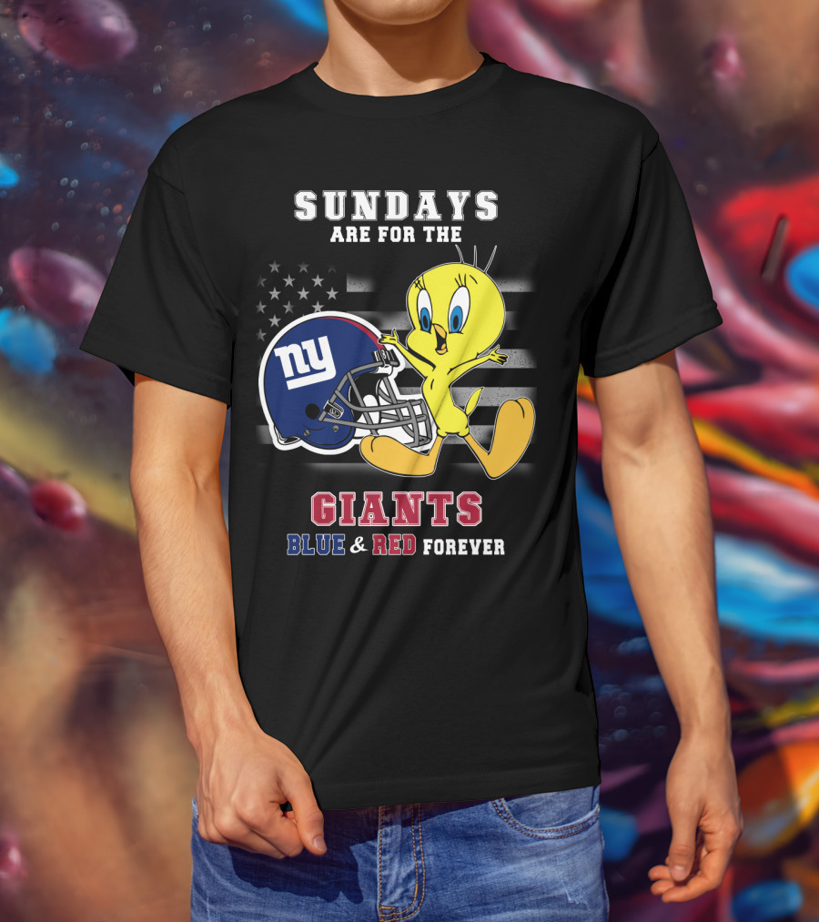Sundays Are For The Giants Blue And Red Forever Tweety Football Helmet T-Shirt
