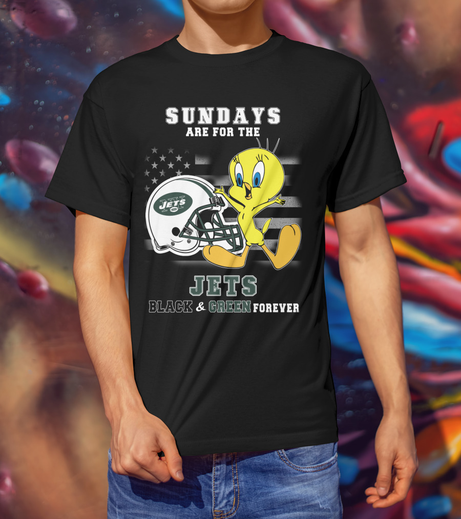 Sundays Are For The Jets Black & Green Forever Tweety T-Shirt