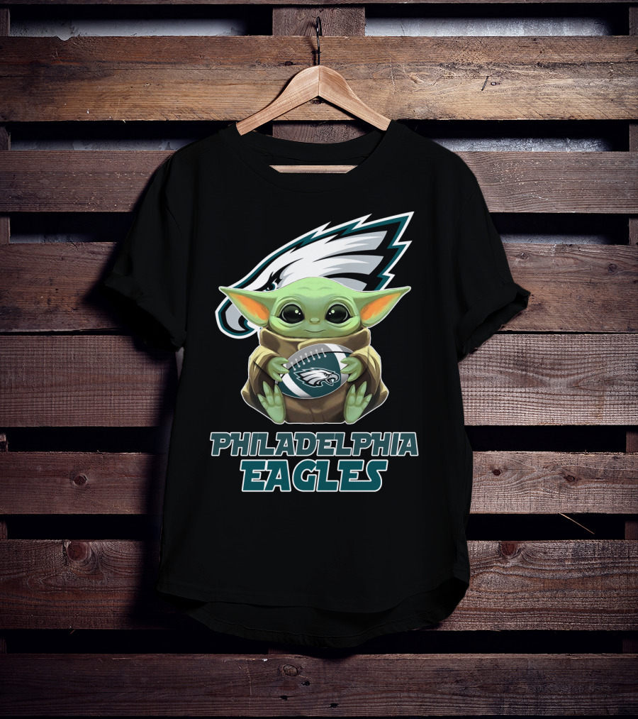 Philadelphia Eagles Baby Yoda Football T-Shirt