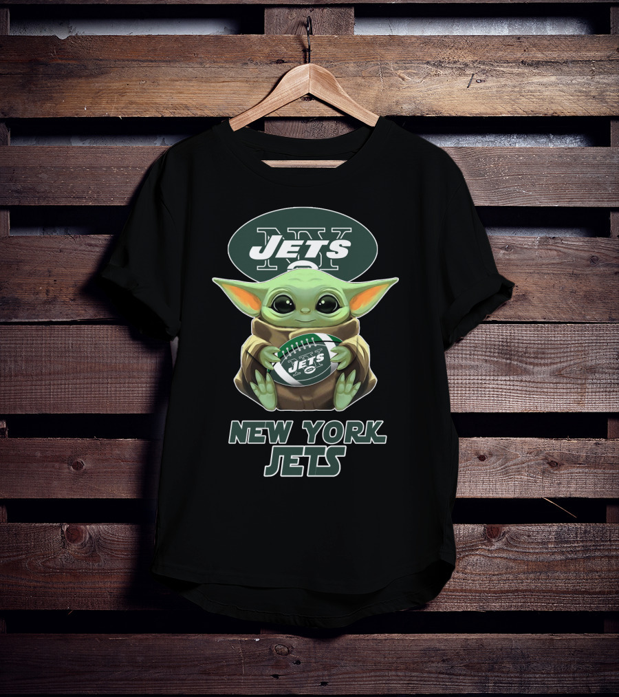 New York Jets Baby Yoda Football T-Shirt