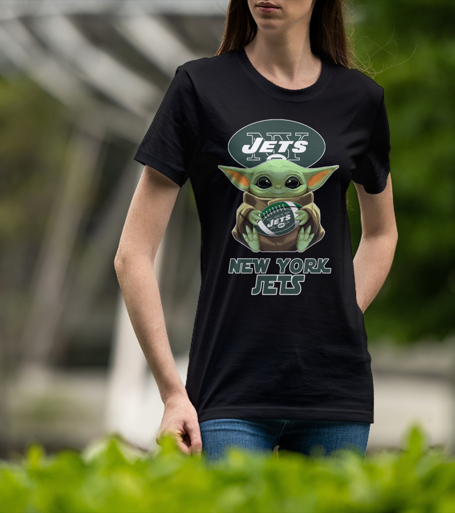 New York Jets Baby Yoda Football T-Shirt