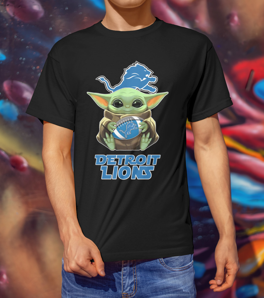 Detroit Lions Baby Yoda Football T-Shirt