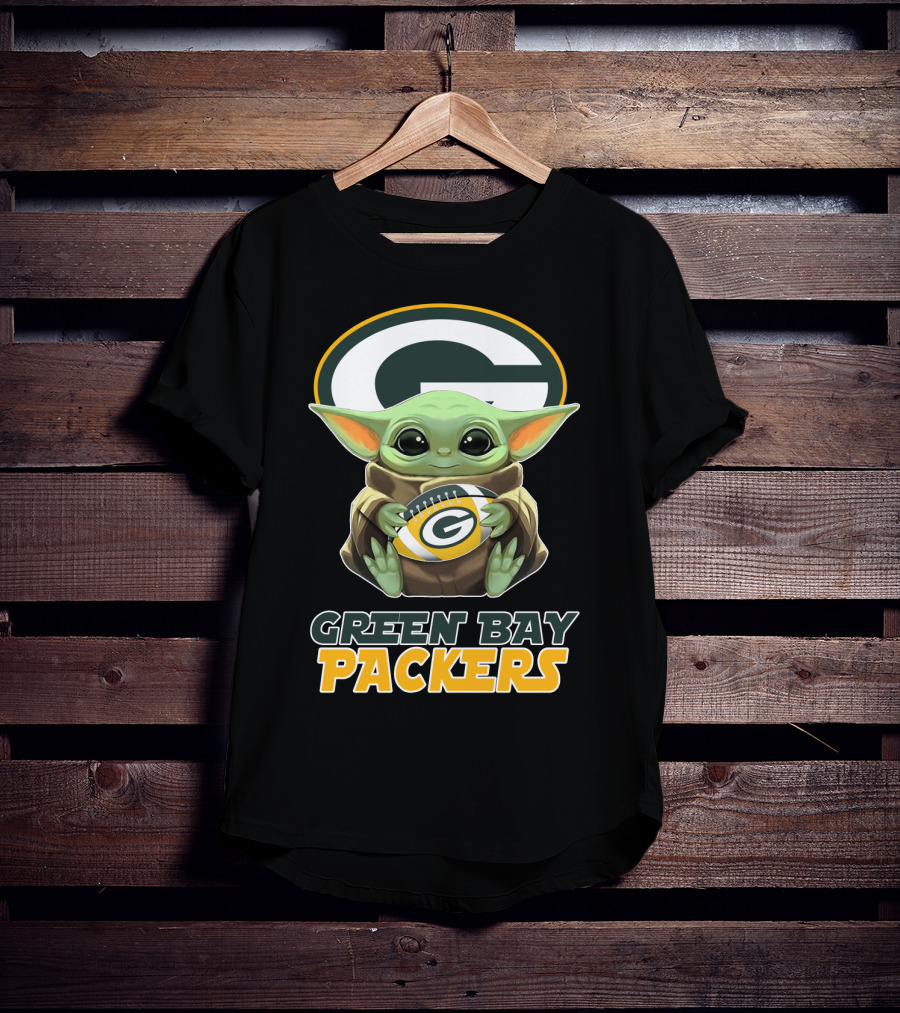 Green Bay Packers Baby Yoda Holding Football T-Shirt