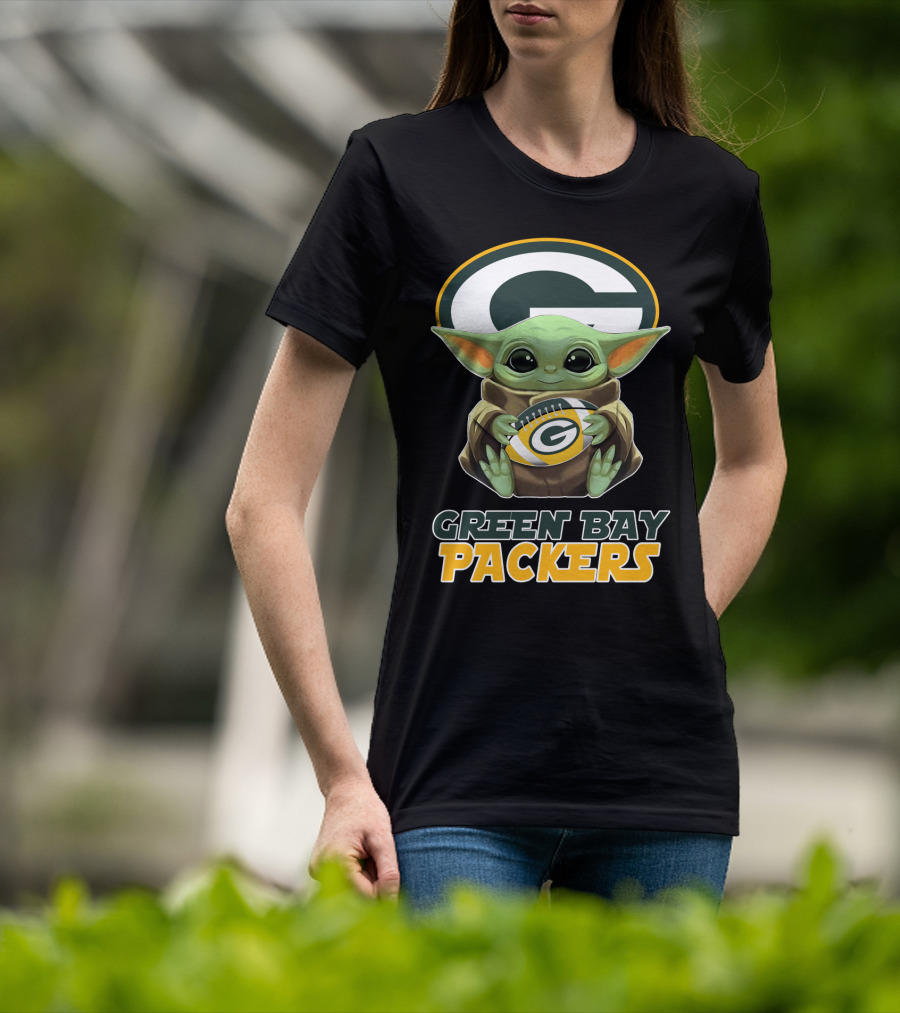 Green Bay Packers Baby Yoda Holding Football T-Shirt