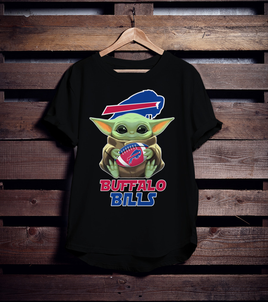 Buffalo Bills Baby Yoda Holding Football T-Shirt
