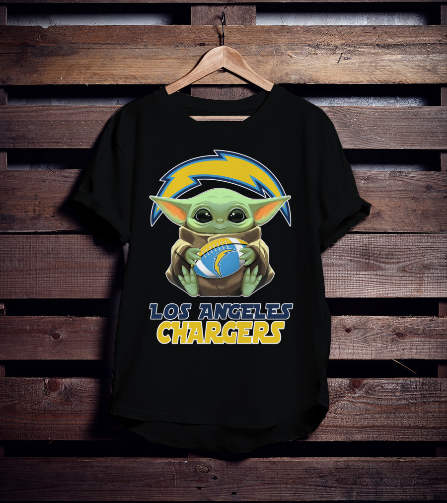 Los Angeles Chargers Baby Yoda Football T-Shirt